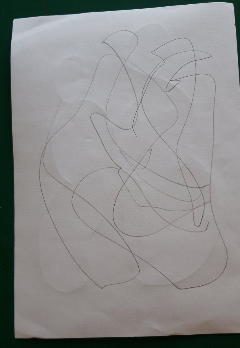 MsMorrison8's tweet photo. 5/5 This was my second doodle, sorry, automatic drawing! Now, different folk will see different things but can anyone see the sorting hat from Harry Potter? Can you see anything else instead? Let me know in the comments below  and I'll post my completed picture of this tomorrow! https://t.co/V8tGxlswXl