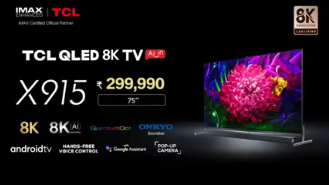 itsazeena's tweet image. Here is All New @tcl_india #TCLQLEDTV X915 Specs. India&apos;s first 8K QLED with IMAX Enhanced &amp;amp; Pop-up Camera for Just 3Lacks. #GoBeyondYourImagination. 

8K UHD TV
Quantum Dot
IMAX Enhanced
Dolby Vision &amp;amp;amp; Atmos
Pop-up Camera
Onkyo Soundbar
TCL AI-IN
Hands-Free Voice Control