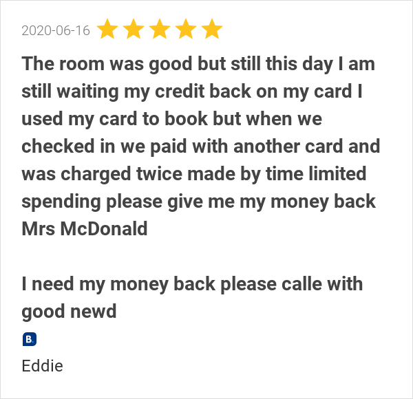 DaysInnLakeland's tweet photo. New 5.0-star Review: "The room was good but still this day I am still waiting my credit back on my card I used... https://t.co/3Bxy0nWrIm
