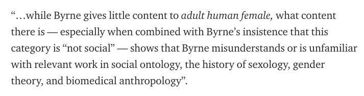 In some cases, I don't even know what the personal insult Lawford-Smith is perceiving is supposed to be. These examples — her own examples, cherry-picked () to demonstrate how inappropriate Dembroff's piece was — don't even strike me as a little bit personal.