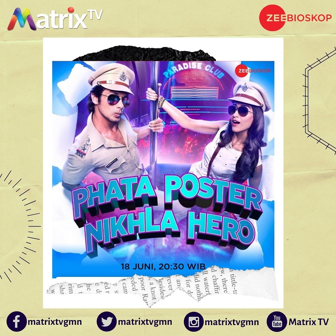 Saksikan Phata Poster Nikhla Hero di channel Zee Bioskop di Matrix ⠀
Kamis, 18 Juni 2020 ⠀
Pukul 20:30 WIB ⠀
--⠀
--⠀
Matrix TV, TV Pilihan Keluarga Anda !!!⠀
Jadwal dapat berubah sewaktu-waktu ⠀
#matrixtv #parabolamatrixtv #zeebioskop #filmbollywood #filmindia #dirumahaja