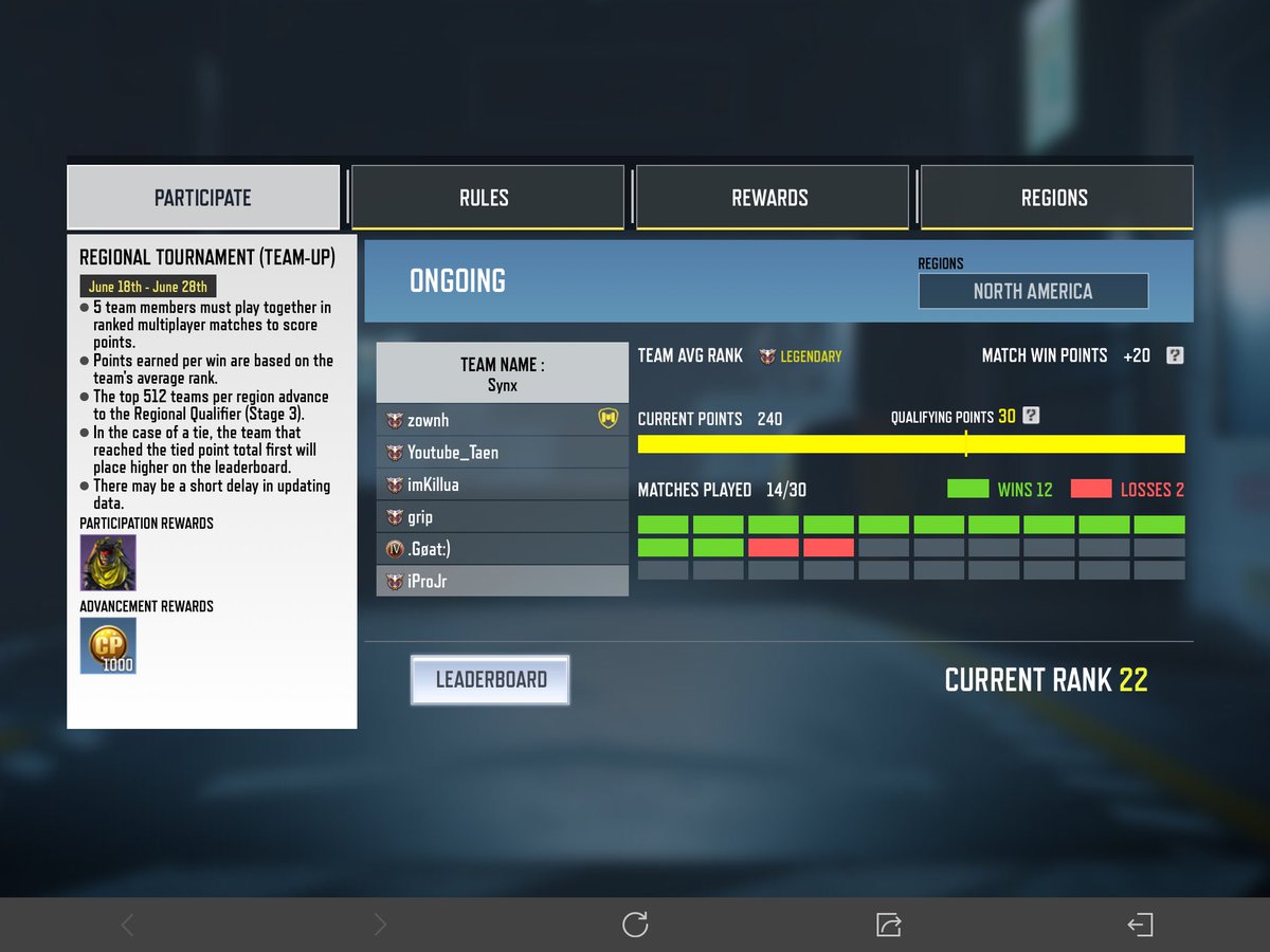 RealProJr's tweet image. Currently Top 22 NA in $1,000,000 CODM Championship