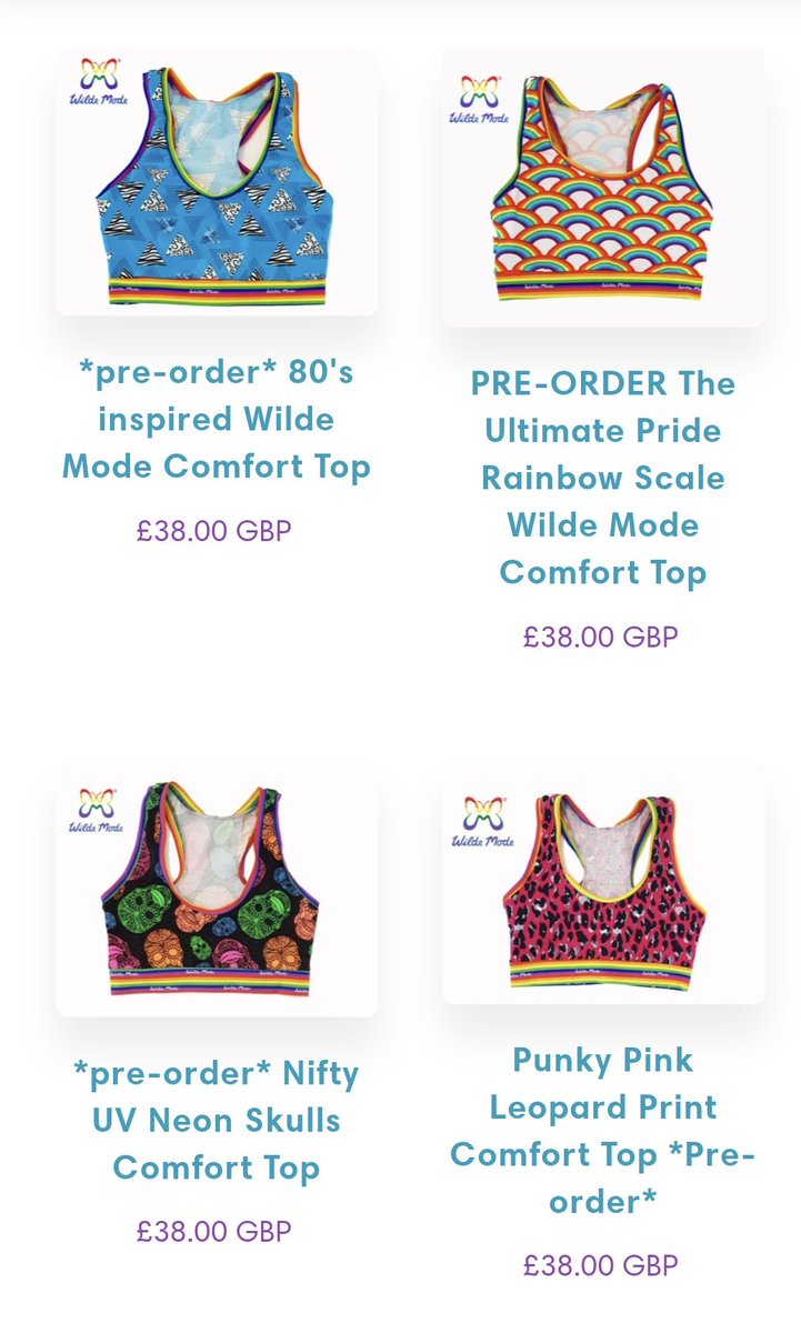  @WildeMode: Scotland-based Wild Mode LTD is an alternative style, sensory-free, genderfree underwear company. They include boxers, panties, racerbacks, leggings, and facemasks! All handmade wear, sizes go from XXS to 6X!  https://www.wildemode.com/ 