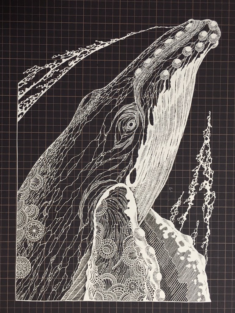 私の場合下描きはこんな感じなので出来上がった時の白黒のバランスはカケです。だいたいわかりますが。
#切り絵 
