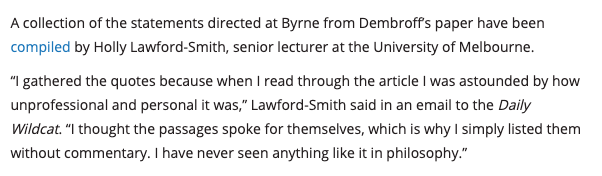I was shocked to read Holly Lawford-Smith's remarks about Dembroff's language.She's "never seen anything like it in philosophy"? Really? https://www.wildcat.arizona.edu/article/2020/06/n-cohen-resignation