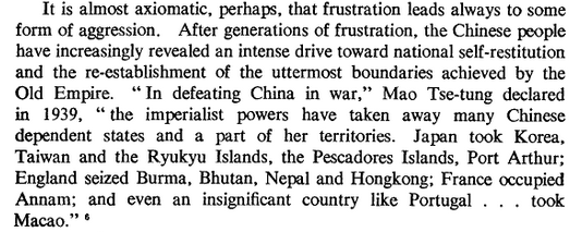 Ghoble's second source is Robert C. North's 1960 journal article on Sino-Soviet alliance: Again, no mention of five fingers, and repetition of Mao's 1939 thoughts of Qing territorial withering under imperialism (which does not, IMO, amount to Mao and 'five fingers')