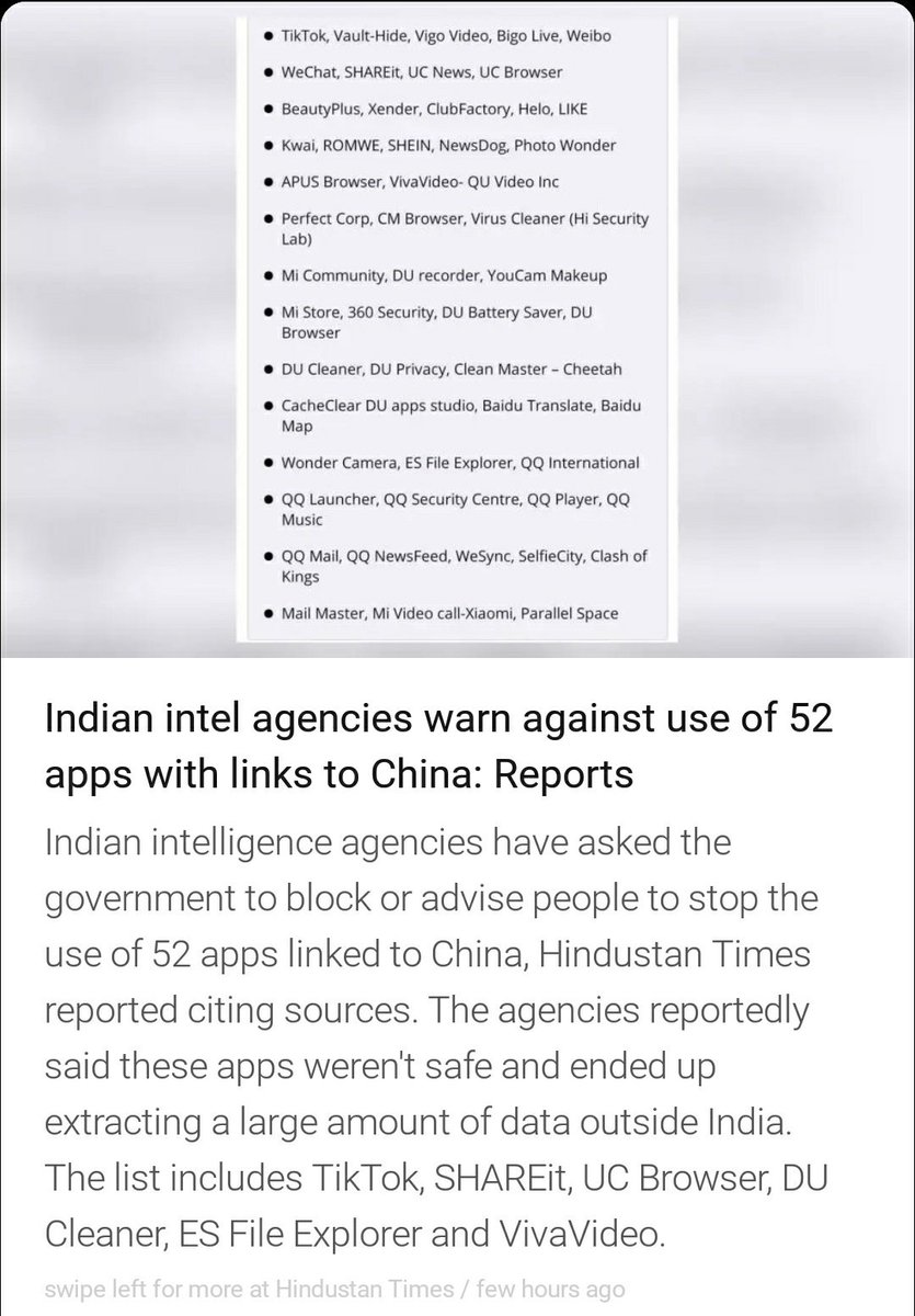 avi18sngh's tweet image. Tiktok,UC browser,Shareit,Viva Video......
And many are there
Government must ban all these apps
#BanTiktok #RemoveChinaApps @PMOIndia