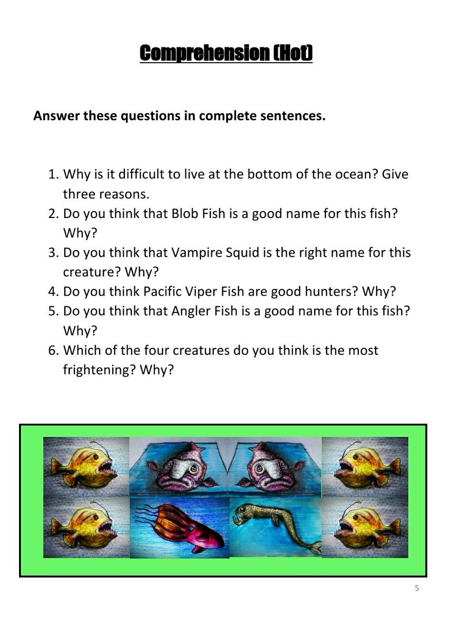Mark Charlton (@niddriemillp3b) on Twitter photo This week's P3 literacy is all about the bottom of the ocean, where the strangest creatures live. Here's some comprehension from the website. <a href="/NiddrieMillPS/">Niddrie Mill</a> <a href="/MrsM_NMPS/">Cheryl Miller</a> <a href="/MissPatersonNM/">MissPatersonNMPS</a> This week's P3 literacy is all about the bottom of the ocean, where the strangest creatures live. Here's some comprehension from the website. <a href="/NiddrieMillPS/">Niddrie Mill</a> <a href="/MrsM_NMPS/">Cheryl Miller</a> <a href="/MissPatersonNM/">MissPatersonNMPS</a>