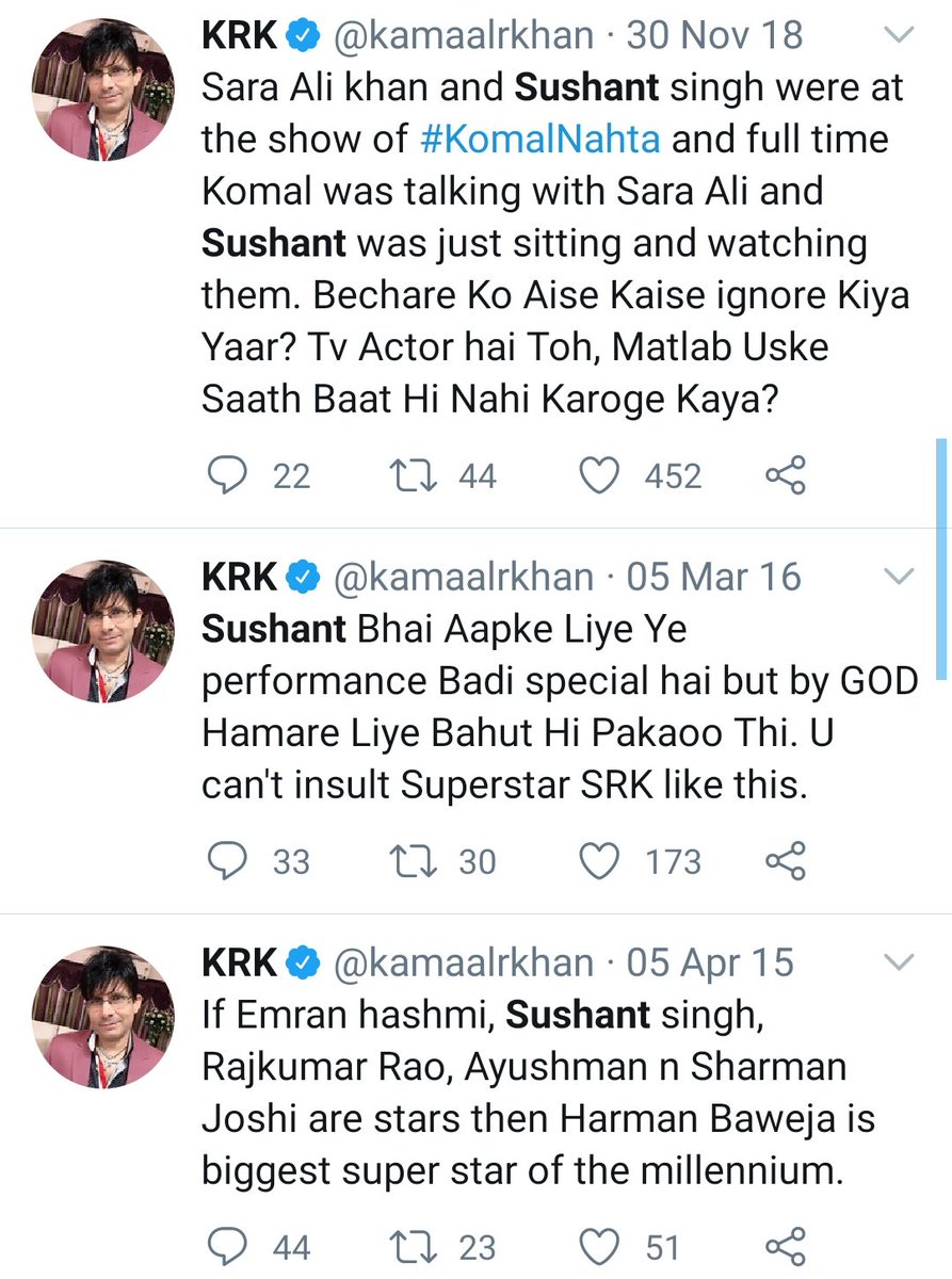 Nilzrav's tweet photo. Fans are trending #FakeKRKRealCulpritOfSushant to bring out the truth and expose the absolute filth spread by this 2/- rs person against the departed soul.

Hope blind haters and political brigade take a note. https://t.co/NgFLcrTz1x