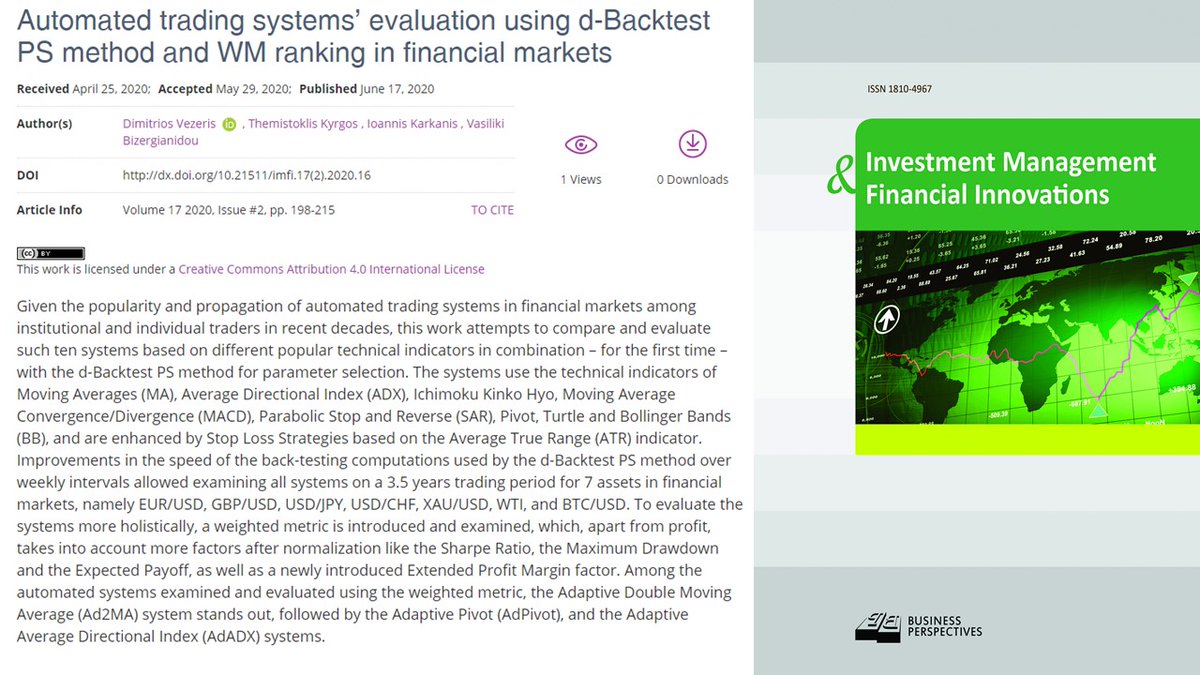 imfi_journal's tweet photo. ➡Automated trading systems’ evaluation using d-Backtest PS method and WM ranking in financial markets
🔗https://t.co/0vqH8Dxmep
👥Dimitrios Vezeris, Themistoklis Kyrgos, Ioannis Karkanis, Vasiliki Bizergianidou
#ATS #dBacktest #tradingsystem #IMFI https://t.co/dfMsVFYetX