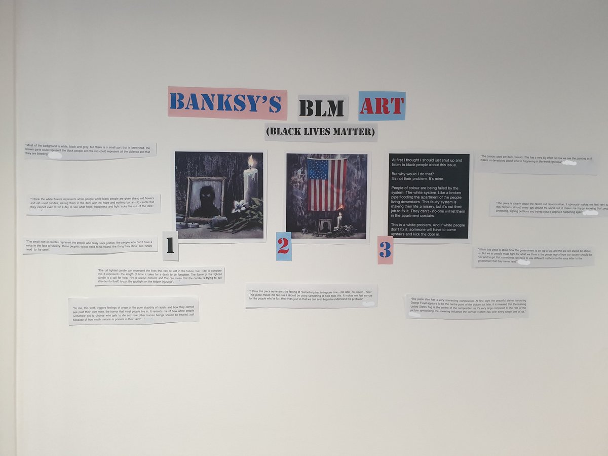 JamesOxlade's tweet photo. Using our curriculum to explore important issues in society @BSNetherlands @BSN_SSL. Ideas from our #BSNSSL Diversity Working Party impacting students' learning #Banksy #BlackLivesMatterNL https://t.co/S7qQqqurmx