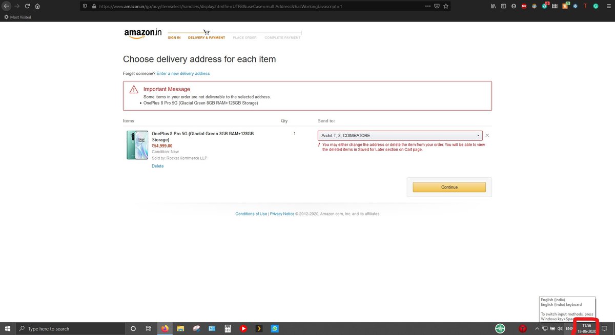 archit_f1's tweet image. @OnePlus_IN @amazon
Wasn`t the sale supposed to start at 12:00 noon. Some of us were able to order at 11:55 and even then weren`t able to place orders. Please explain the situation #OnePlus8Series5G #OnePlus8Pro5G #oneplus8proscam