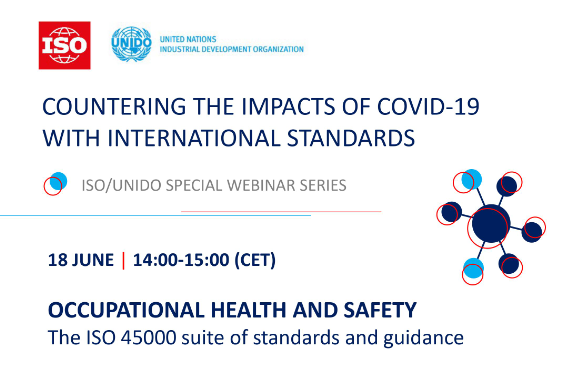 UNIDO_QI's tweet photo. #HappeningToday: @UNIDO @isostandards second joint #webinar 💻 on the ISO 45000 suite of #standards &amp; #guidance. Last chance to register to find out more on occupational #health ⛑️&amp; #safety 👷 in times of #COVID19 👉https://t.co/OKMlimY8MU https://t.co/9PmaVkynHy