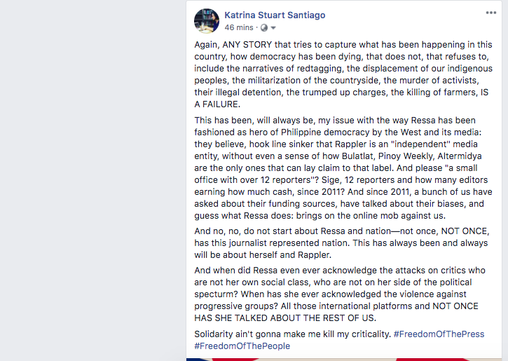 I get solidarity. But we can stand in solidarity with  #Ressa without forgetting that she has NEVER stood for nation, that she has fashioned herself as "hero" of PH democracy without acknowledging the thousands who have suffered in the hands of this leadership. (thread)