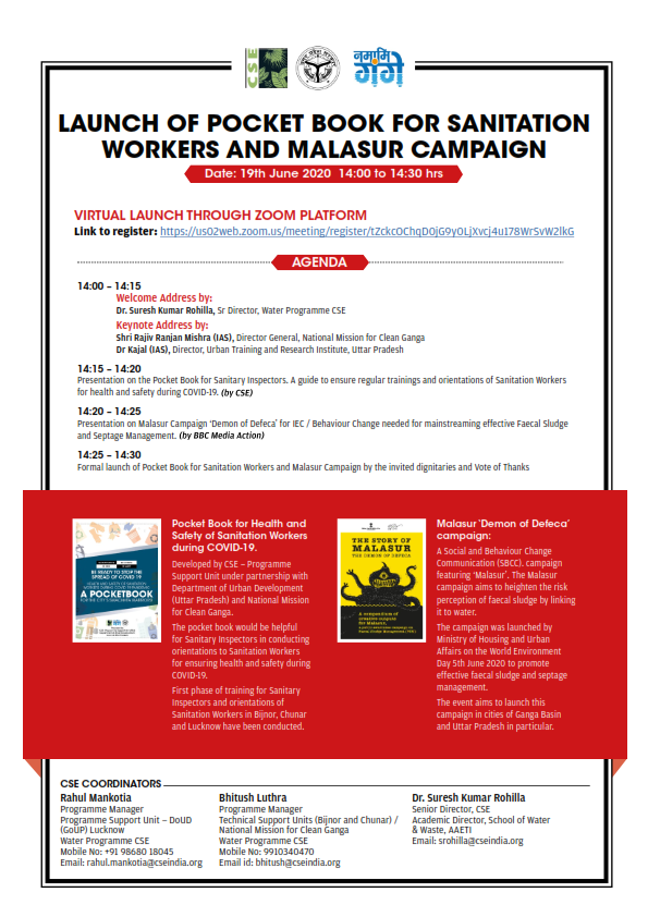 tsu_cse's tweet photo. #launch #event #PocketBooklet for #sanitation #workers &amp; #Malasur #Campaign @kajal_fnu @RajivRanjanMis5 @cleanganganmcg @dmbijnor @DurgeshwarTrip1 @Secretary_MoHUA @MoJSDoWRRDGR @ulb_up @BMGFIndia @FssmOdisha @TNUSSP @Water_CSE @down2earthindia @GovindC63849283 @NFSSMalliance https://t.co/xfHMhBwHQW