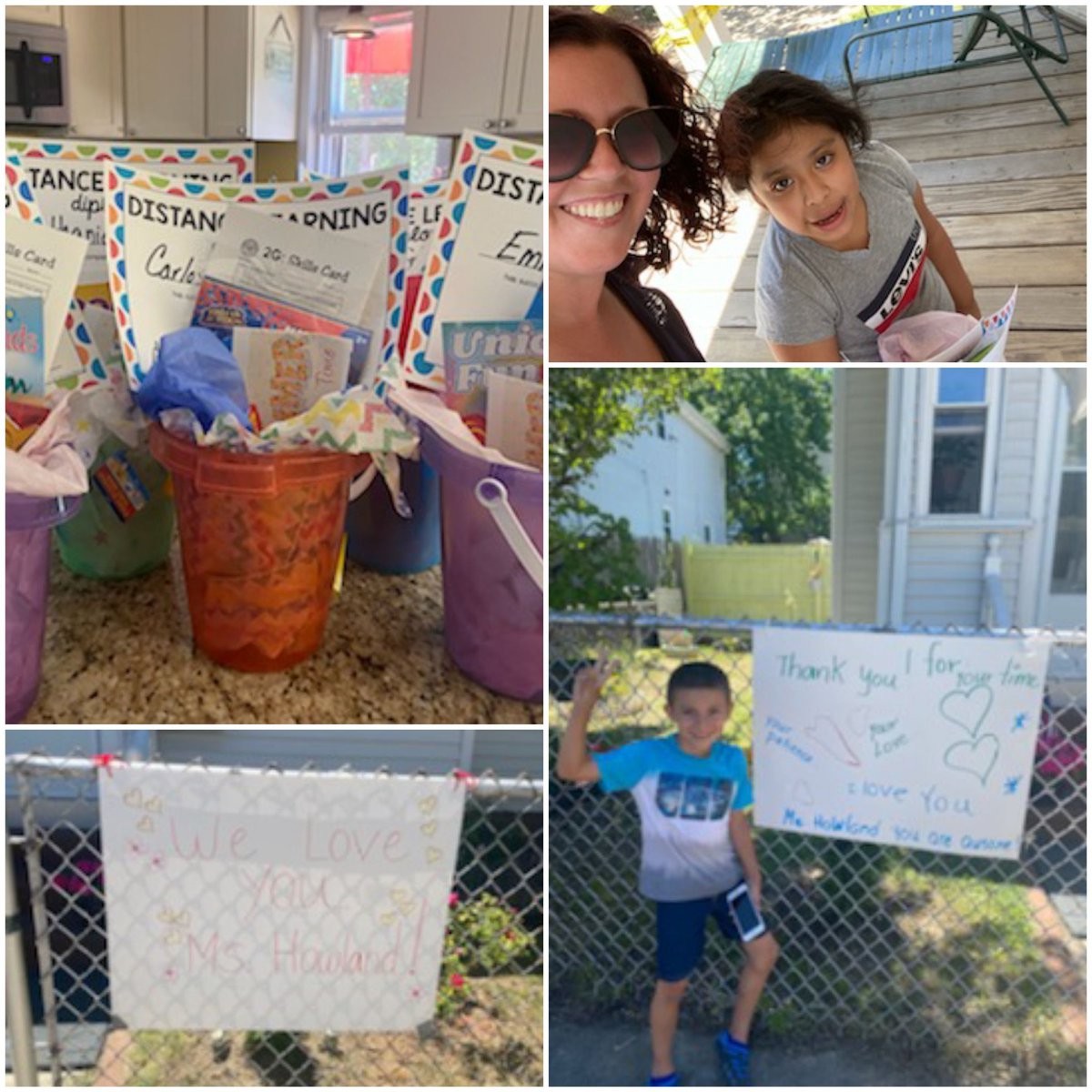 Ms. Howland delivered sand pails filled with Distance Learning certificates and summer fun and  learning activities to her students!