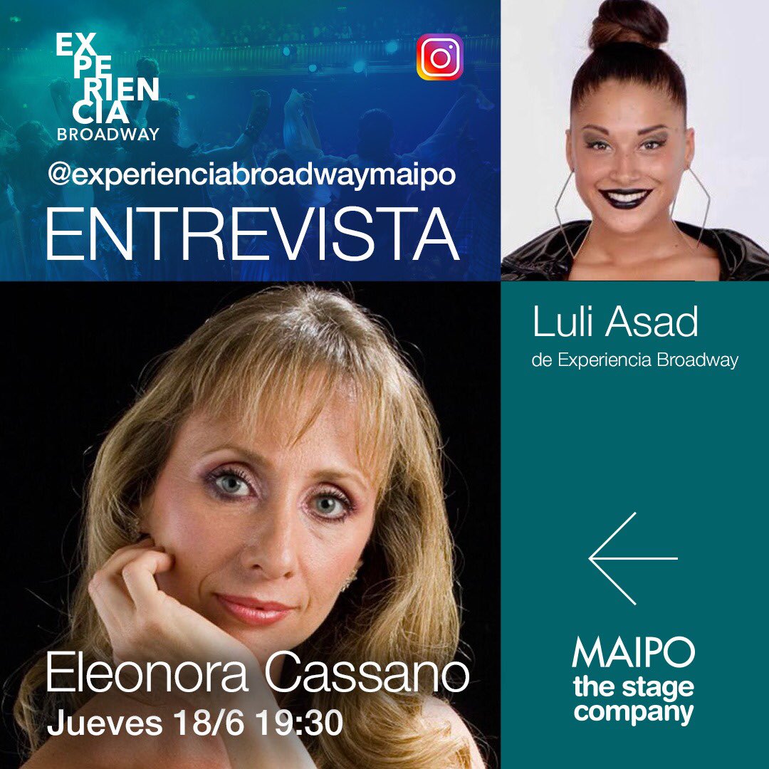 The Stage Company presenta el ciclo de entrevistas a profesionales destacados del rubro teatral desde el Instagram de @experienciabroadwaymaipo, su entrenamiento intensivo de teatro musical. 
Hoy 19:30hs no te pierdas a la 1 de la danza!!!
@eleonora_cassano_oficial