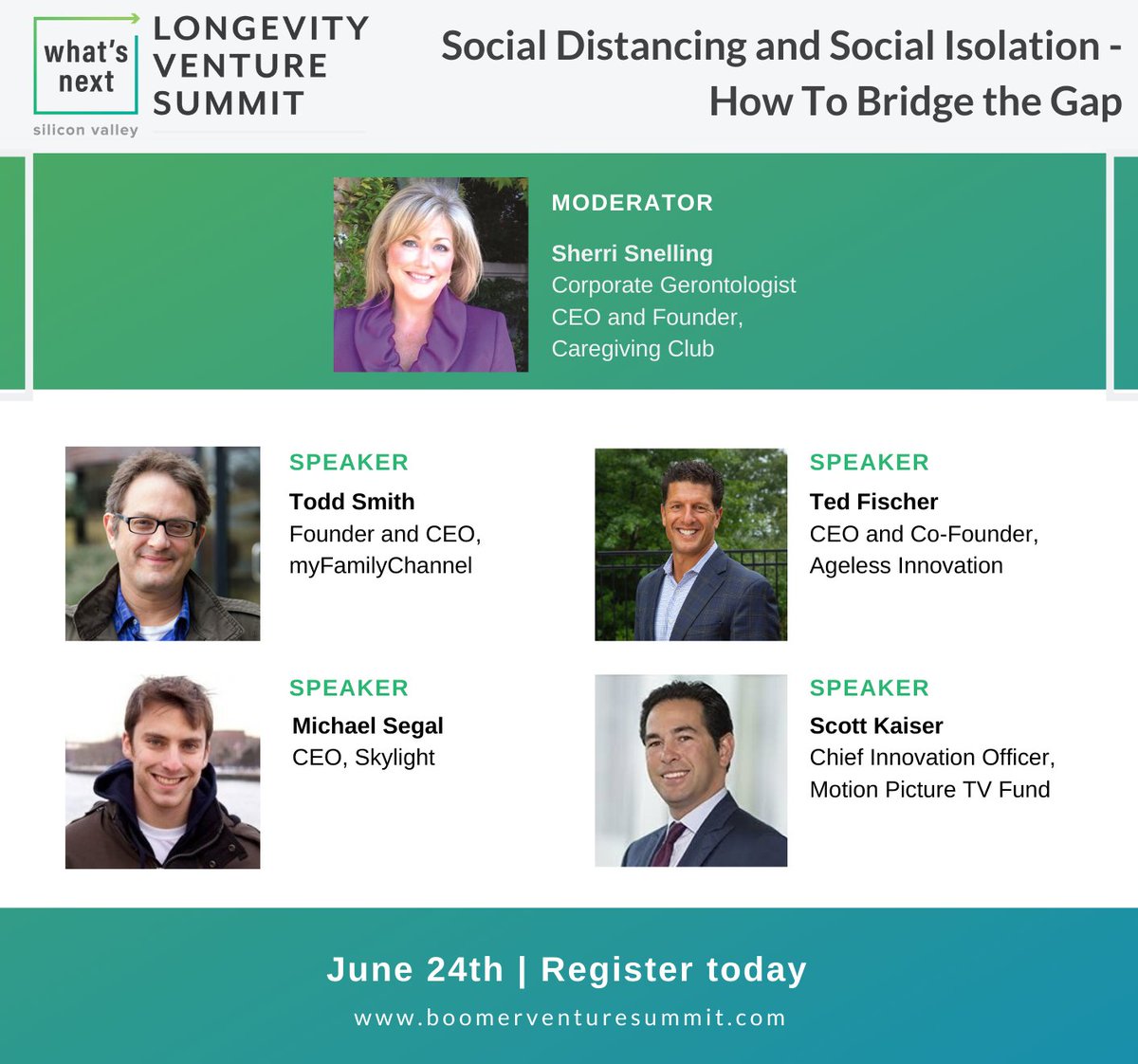 maryfurlong's tweet image. Our #LongevitySummit cuts through the clutter &amp;amp; the noise to bring you valuable insights that impact your #business! Register today to join our Master Class where every on-demand session is essential to your bottom line: boomerventuresummit.com
20% off: SVSummit2020
#gerotwitter