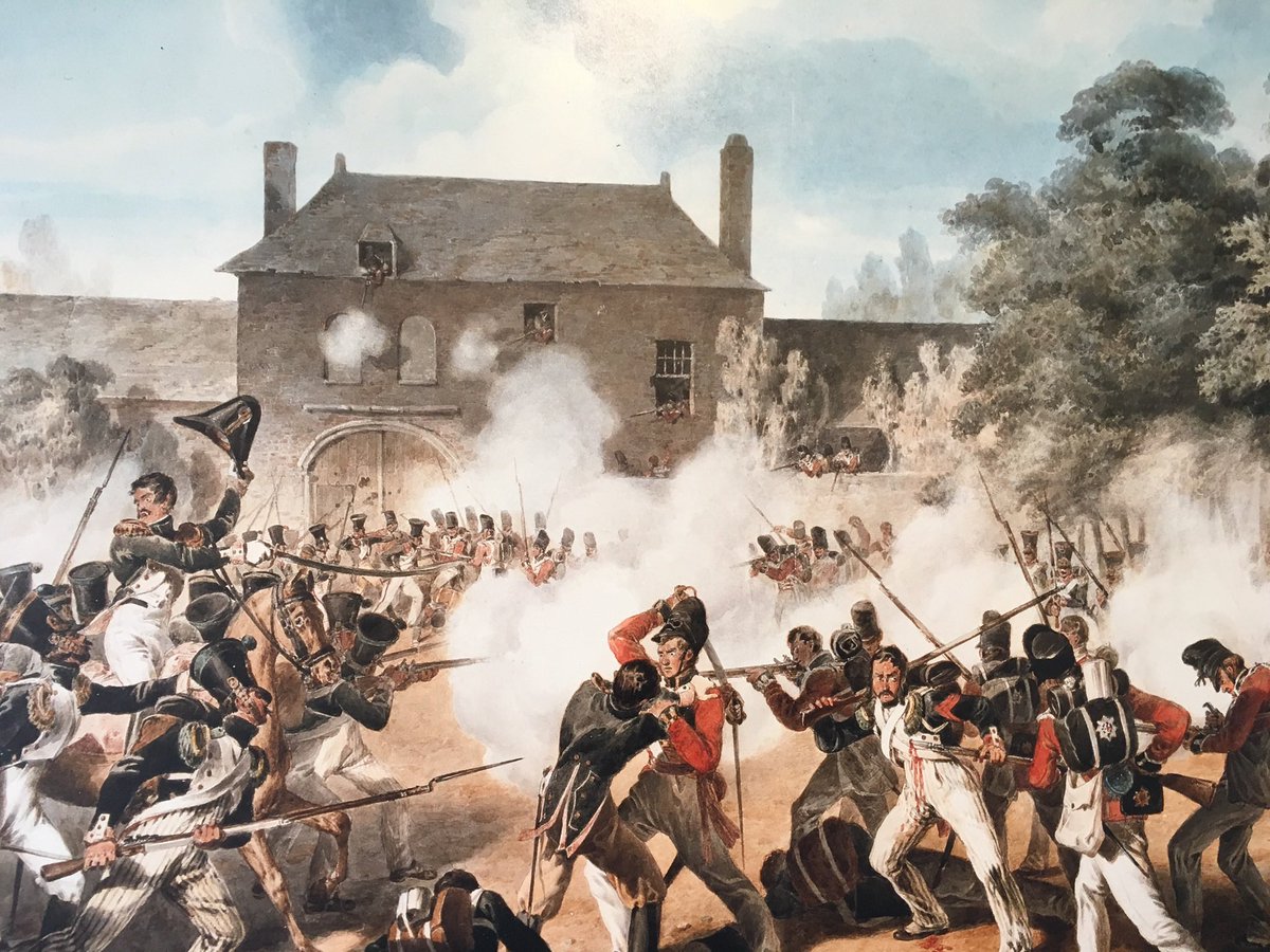 (4/10) Throughout 18 June, the position at Hougoumont is subjected to furious attack. Again and again French infantry come forward against the walls and buildings of the farm. It becomes a battle within a battle, sucking in a disproportionately large number of French troops.