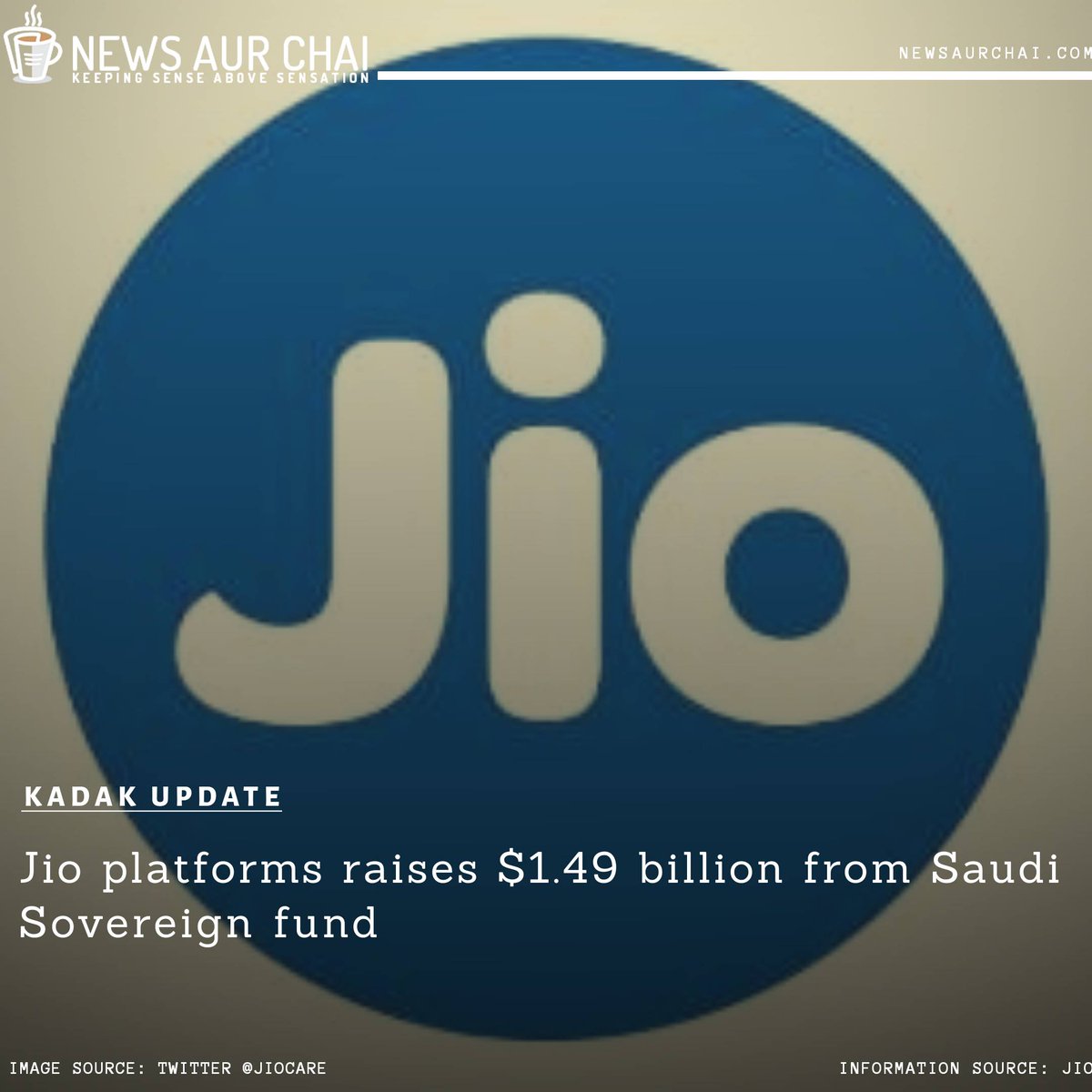 NewsAurChai's tweet photo. After this investment, @reliancejio has raised ₹115,693.95 crore from leading investors which includes facebook, Vista equity partners, KKR, Mubadala, ADIA and TPG.
--
#NACKadakUpdate #NewsAurChai #News2020 #RelianceJio #Jio #Deals #Funds #Investment #Facebook #NAC #NewsUpdates https://t.co/WcBcEDC4eO