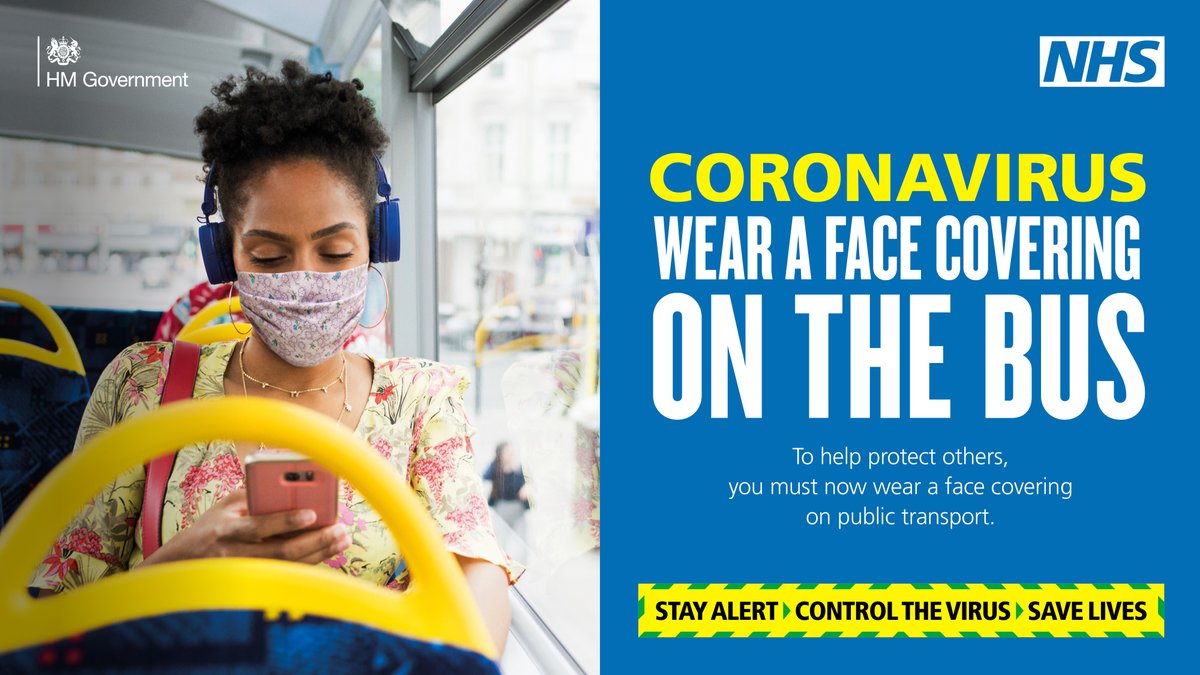 Everyone who can must wear a face covering when using public transport to help protect against the transmission of #COVID19

Exemptions to this rule include:

▶️ young children
▶️ people with breathing difficulties
▶️ people living with a disability