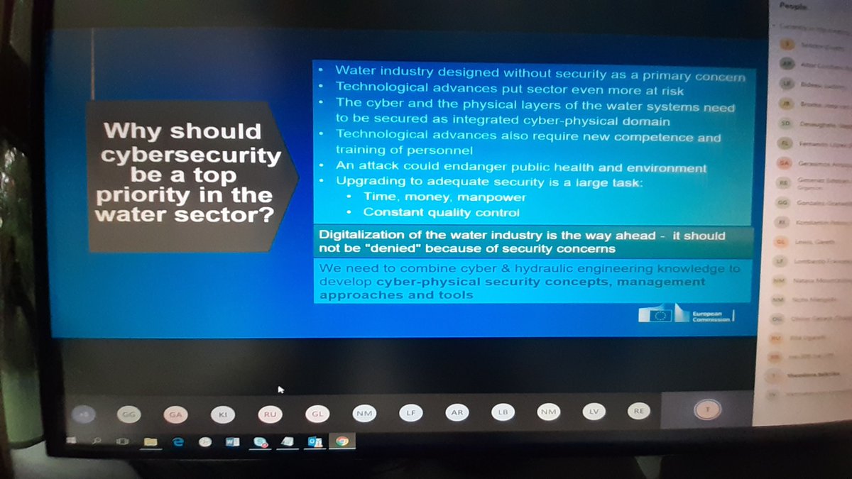 Why should #CyberSecurity be a top priority in the #water sector? #ict4water Action Groups Annual event #2020 @EU_ecoinno