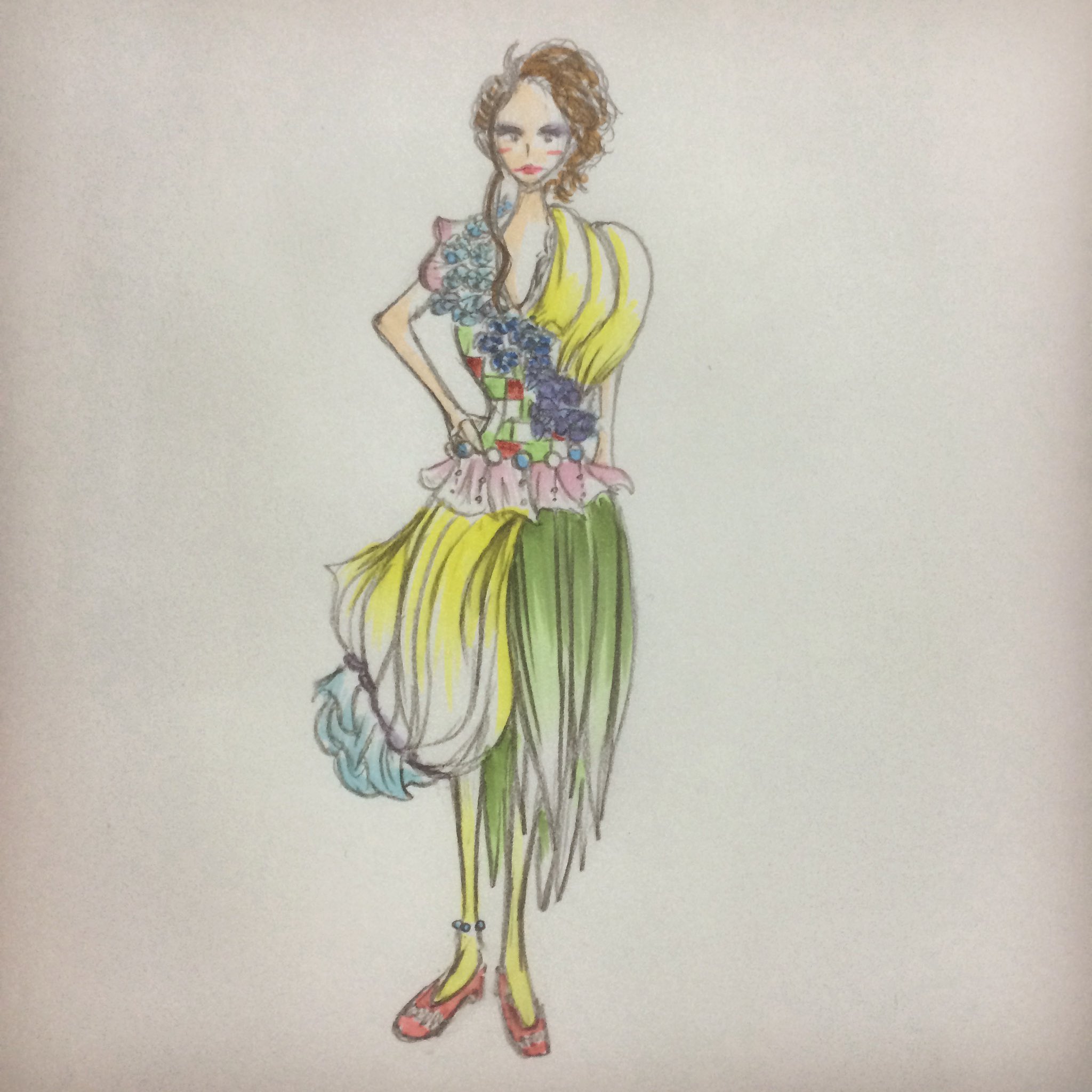 Takaaaagi イラスト 創作 A Twitter ファッションデザイナーさんの絵に影響されて描いたであろう絵 本業の方には笑われてしまうクオリティだろうけど 気分だけ イラスト 絵 絵描きさんと繋がりたい ファッション 服飾 デザイン画風 Takaaaagi T