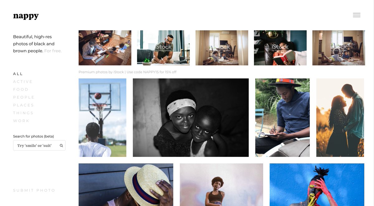 Stock photos that are "diverse" are not easy to come by but the site I used was  https://www.nappy.co/  ... made on Wordpress likely using a template  It's beautiful and just what I needed!!! Major 