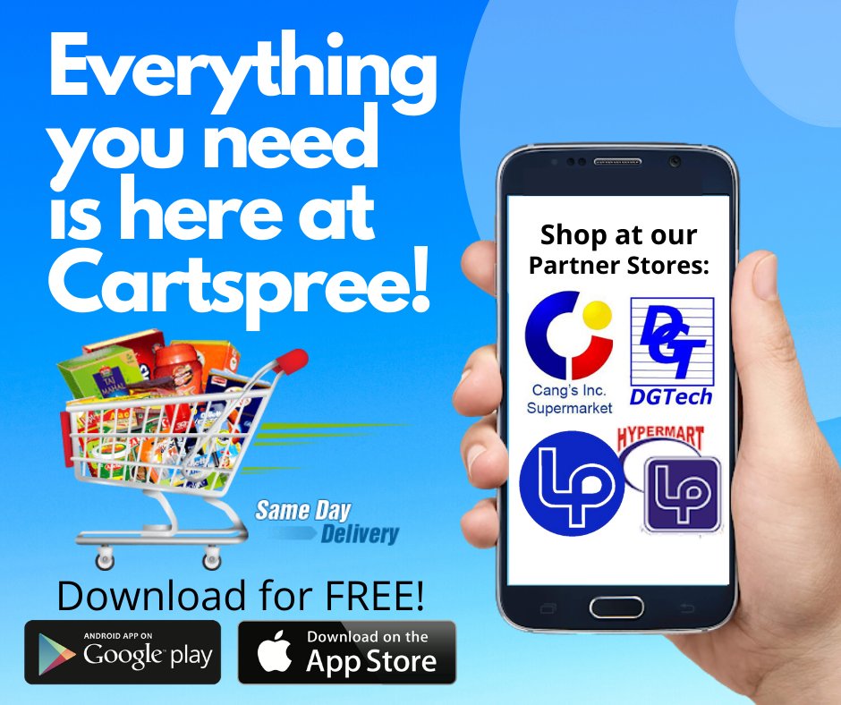 CartspreePH's tweet photo. Everything you need is now at Cartspree! Download the Cartspree app now and start shopping today! Shop at our partner stores via the Cartspree App; #CangsSupermarket #SuperLeePlaza #LPHypermart #DGtech https://t.co/DLToOASUJt