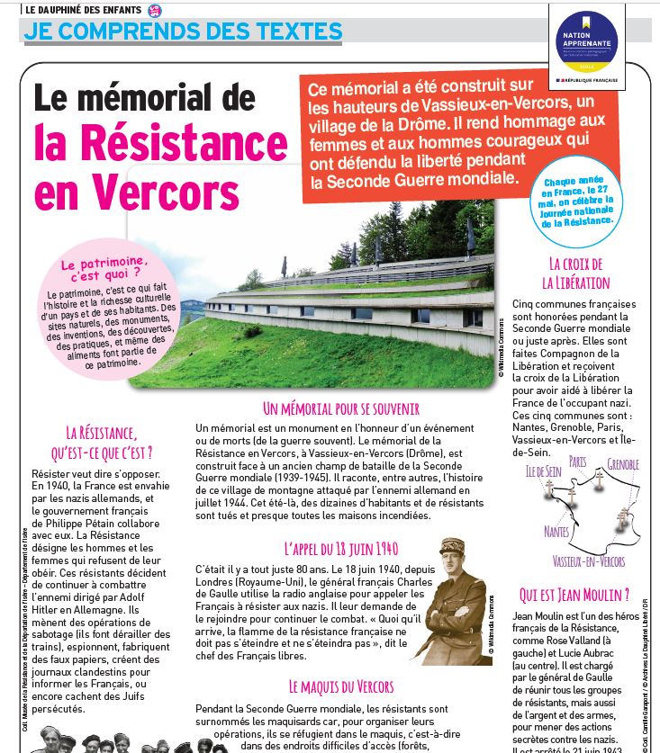 Aujourd'hui, en ce jour anniversaire de l'appel du #18juin1940, on découvre le mémorial de la #Résistance à Vassieux-en-Vercors avec Le Dauphiné des #enfants c.ledauphine.com/magazine-educa… #Nationapprenante #education <a href="/acgrenoble/">Académie de Grenoble</a> <a href="/education_gouv/">Ministère Éducation nationale</a> <a href="/jmblanquer/">Jean-Michel Blanquer</a>
