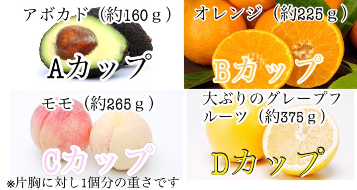 そ れ い け アッキー 𒅒真夏の夜のフォロバ企画𒅒29 片胸の各バストの重さをフルーツのみで表してみた あくまで大まかな目安です