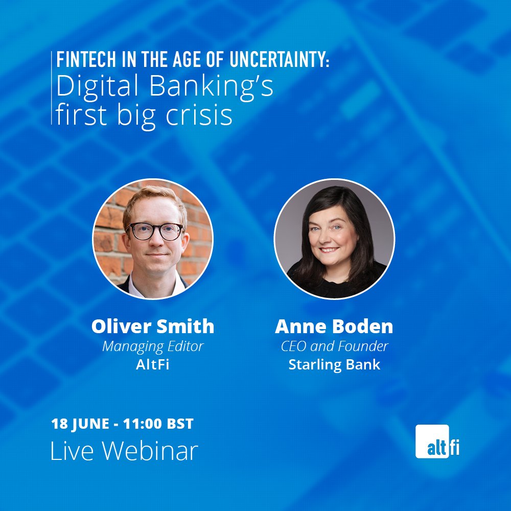 StarlingBank's tweet photo. Hear from our CEO @AnneBoden in the @AltFiNews webinar 11am today. 

What products are digital banks launching to support their customers? 

What does the future of digital banking look like in the age of uncertainty? 

👉https://t.co/o0NreExk9h https://t.co/DtypxU6QDK