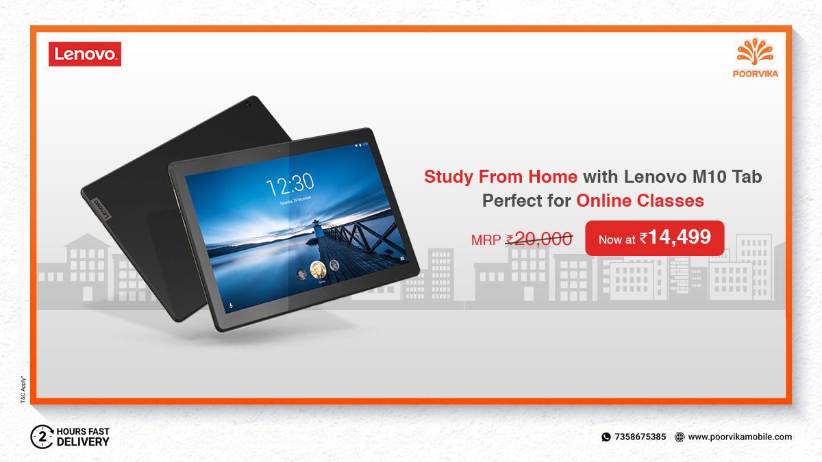 poorvika_india's tweet photo. Study Smart From Home with #LenovoM10 #Tab. Perfect to listen #OnlineClasses. Gift your Children by Shopping Now & Get 2 hours* #ExpressDelivery.
Gift Now : https://t.co/lf4KVgMZCz.
#StayHome ! Order Now !
#PoorvikaMobiles will deliver it Safe at your #Doorstep ! https://t.co/YoKOJhTx5V