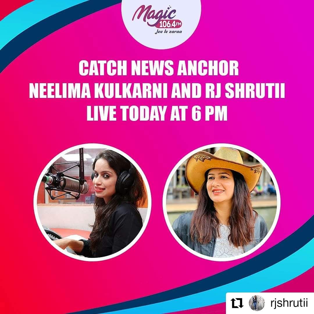 Neelima Kulkarni (@starneelima) on Twitter photo Friends, See you all today at 6pm Magic FM insta handle 😍
with rocking Rj my fav RJ Shruti 😘🤩🤗 <a href="/magicfmmumbai/">Magic 106.4 FM</a> <a href="/RJShrutiFC/">RJ Shruti FC</a> <a href="/rjshru/">Rj shruti</a> Friends, See you all today at 6pm Magic FM insta handle 😍
with rocking Rj my fav RJ Shruti 😘🤩🤗 <a href="/magicfmmumbai/">Magic 106.4 FM</a> <a href="/RJShrutiFC/">RJ Shruti FC</a> <a href="/rjshru/">Rj shruti</a>
