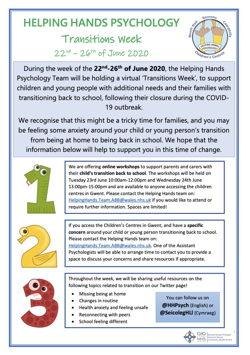 HHPsych's tweet image. Next week is our Helping Hands virtual Transition Week! Please see the flyer below on how you can access support. #TransitionWeek #COVID #HelpingHands