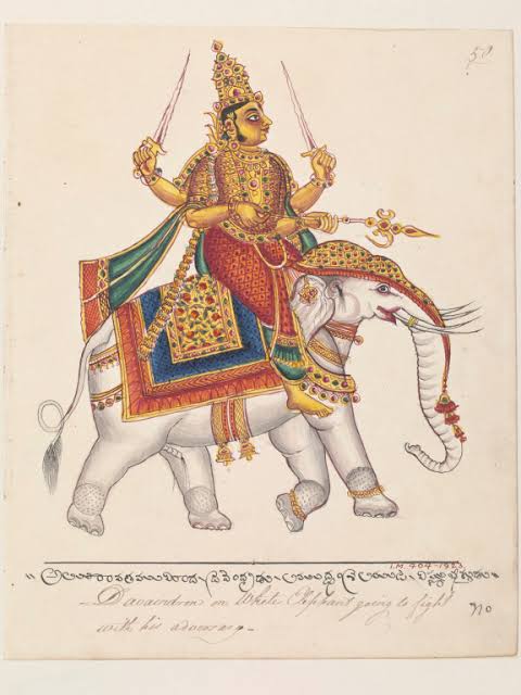 The Tai Ahoms later, as a sign that they were Chinese invaders, associated themselves with Indra , Digpal of the Ishanya direction. The dynasty came to be designated as Indravanshi Note the elephant.