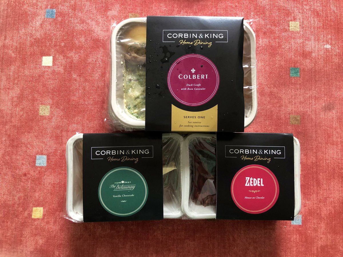 ThanePrince's tweet photo. And here it is!! My first delivery from @CorbinandKing #corbinandkinghomedining 
Very much looking forward to eating @BrasserieZedel @TheDelaunayRest and @ColbertChelsea dishes though wish I was there 😍😢 https://t.co/iNsVMI9OAI