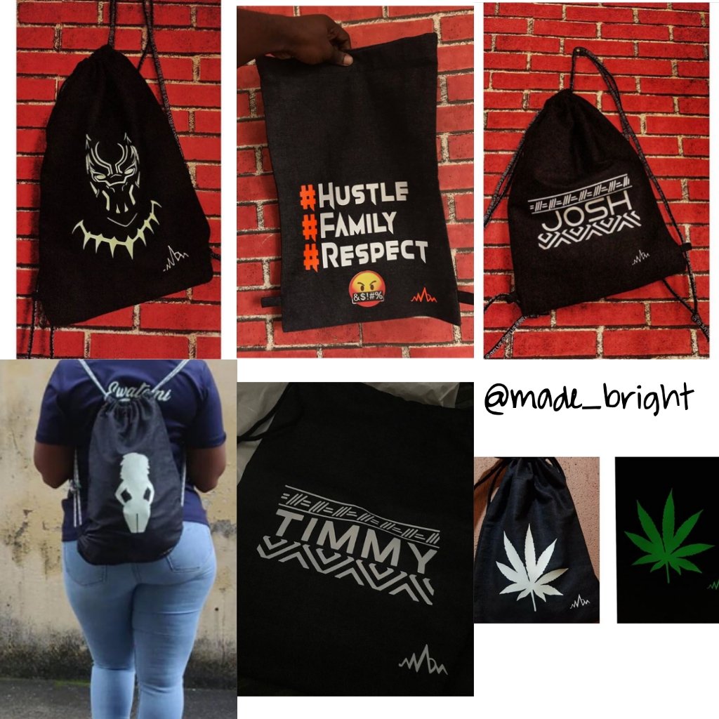 For the Pleasure of your viewing and potential of u copping a ToteBag or Drawstring to ascend your style!Here are some of our Fashion Statement making designsWe believe your Bag should be more than an accessory!Make a Statement! https://api.whatsapp.com/send?phone=2348097923439 #TwitterVoiceNote