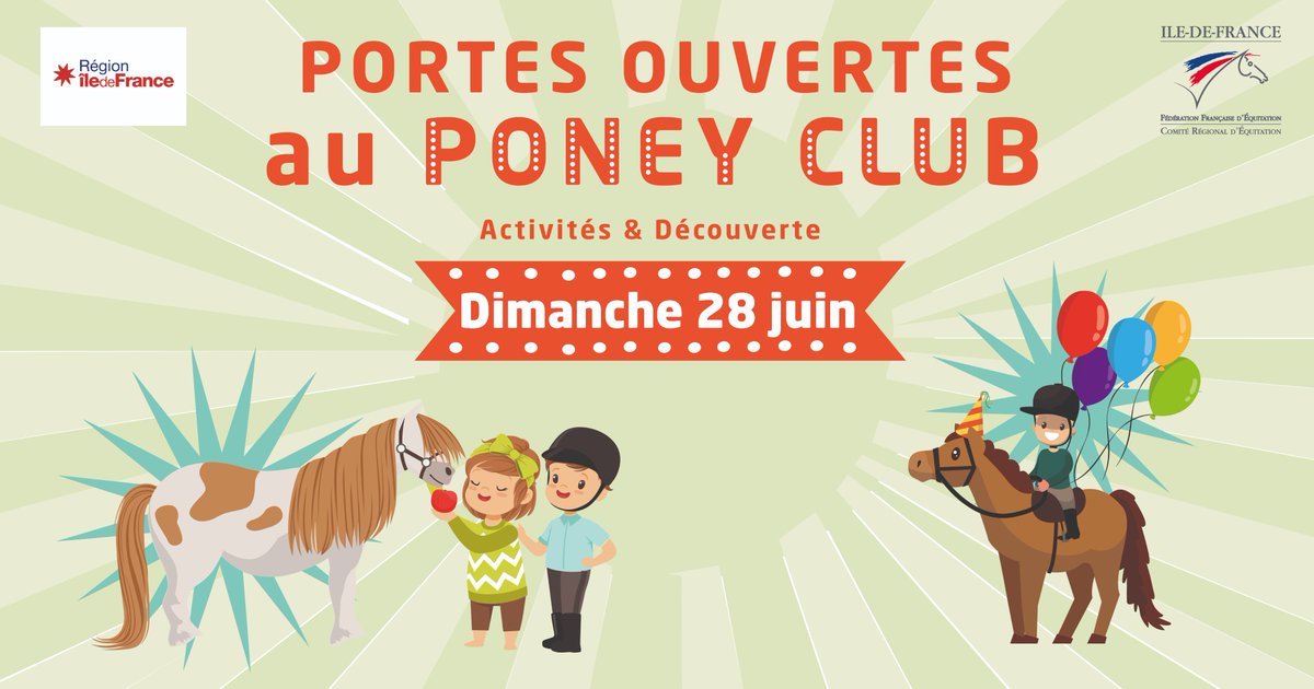 Le dimanche 28 juin, près de 100 poney clubs franciliens vous ouvrent leurs portes.

🌿🏇𝐍𝐚𝐭𝐮𝐫𝐞, 𝐬𝐩𝐨𝐫𝐭 𝐞𝐭 𝐥𝐨𝐢𝐬𝐢𝐫𝐬 : la sortie idéale en famille ou entre amis !

🔎 Vous pouvez retrouver la liste des clubs participants sur cheval-iledefrance.com