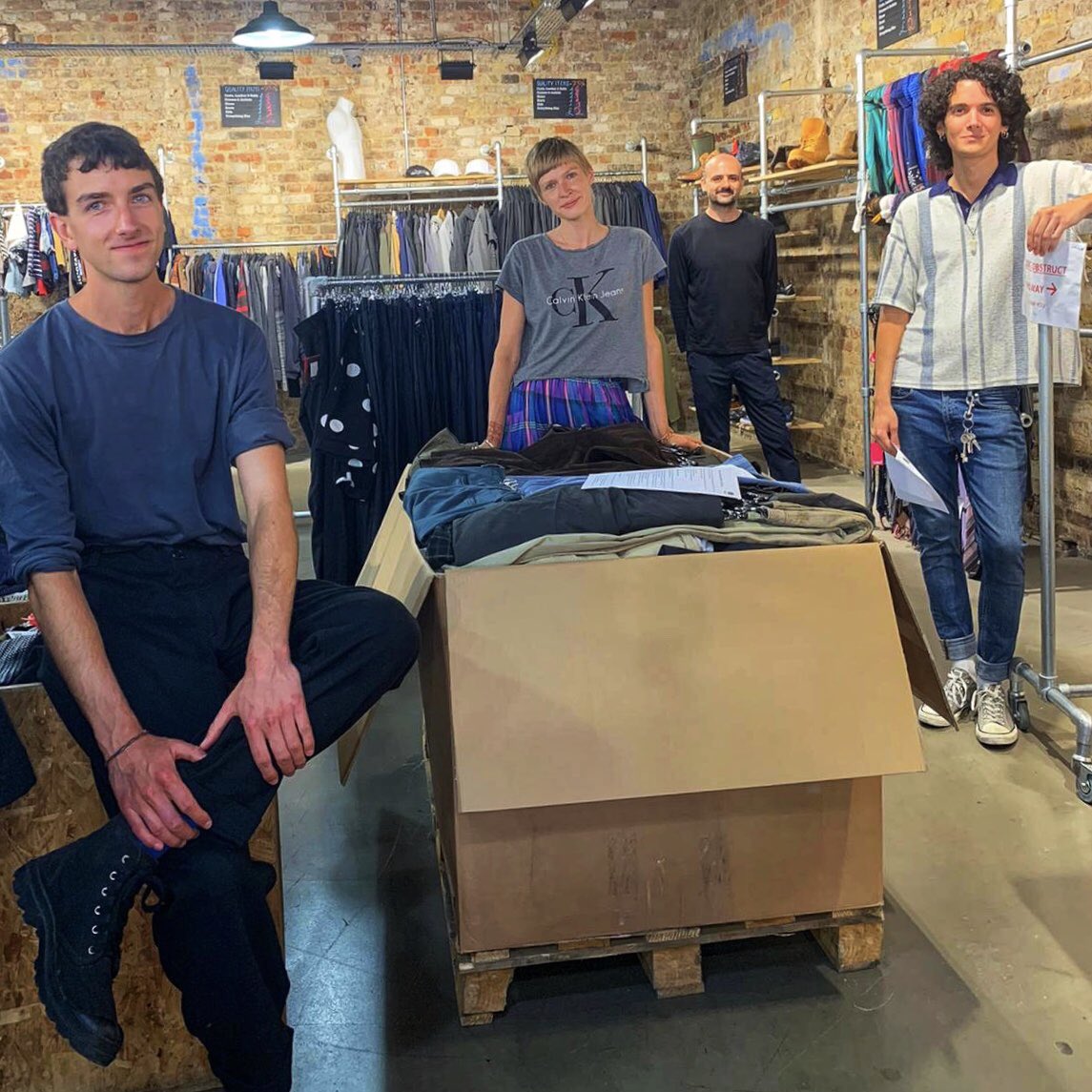 Today!!!! TRAID’s #Kiburn charity shop is now open 🌈💚🌈 and it’s beautiful staff (pictured) are looking forward to safely welcoming you! AND #dalston, #peckham and #shepherdsbush charity shops will be open at 11!  #secondhandfirst