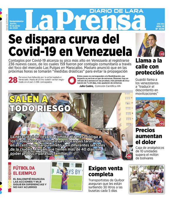Primera Página de La Prensa de Lara