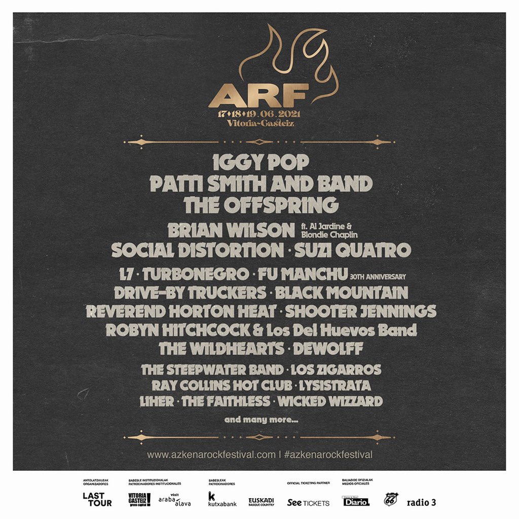 Azkena Rock Festival 2021. 17-18-19-Junio!!! 3 días. Iggy Pop!!!!. Black Mountain, Brian Wilson, Fu Manchu, L7, Patti Smith, Social Distortion.... - Página 8 EayLOITXkAAEVHY?format=jpg&name=medium