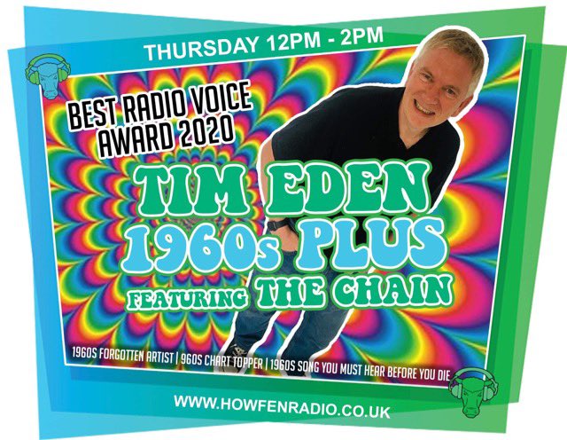 HowfenRadio's tweet photo. On ‘Favourites Hour’ at 11am Tim Eden, newly crowned “Best Radio Voice” at the Howfen Radio Awards, will play tracks from the ‘10 Vinyl Era Albums’ of local legend, Mr Kevan Moore. Stay tuned for ‘1960s Plus’ at 12pm, with ‘The Chain’ at 1pm. Listen via https://t.co/FiFrgykHfm https://t.co/fbPK2SSwQc