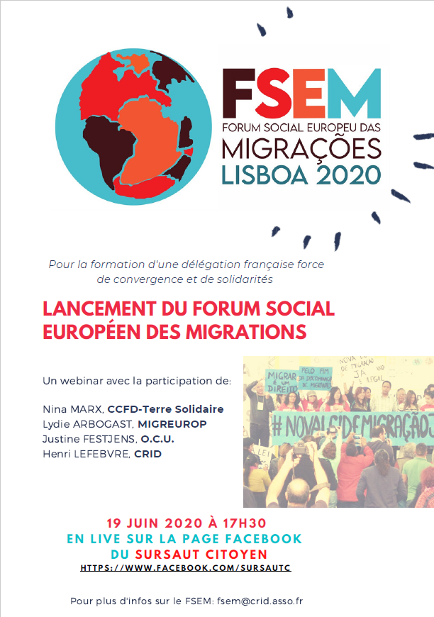 EmmausInter_fr's tweet photo. 🌏📣A la veille de la journée internationale des réfugié.e.s, @ocucontact dont nous sommes l'un des membres fondateurs, sera en direct sur la page du @SursautC à l'occasion du lancement du Forum Social Européen des Migrations! https://t.co/5FjQqAqE8i