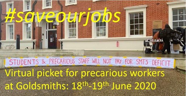 phaisie's tweet photo. I’m one of the 472 academic staff threatened with redundancy @GoldsmithsUoL and I’m joining the virtual picket to defend our jobs, call out structural racism and fight marketisation in HE. #saveourjobs #reclaimradicalgoldsmiths #francescutscorners #sackmanagement https://t.co/9NQXleBcW3