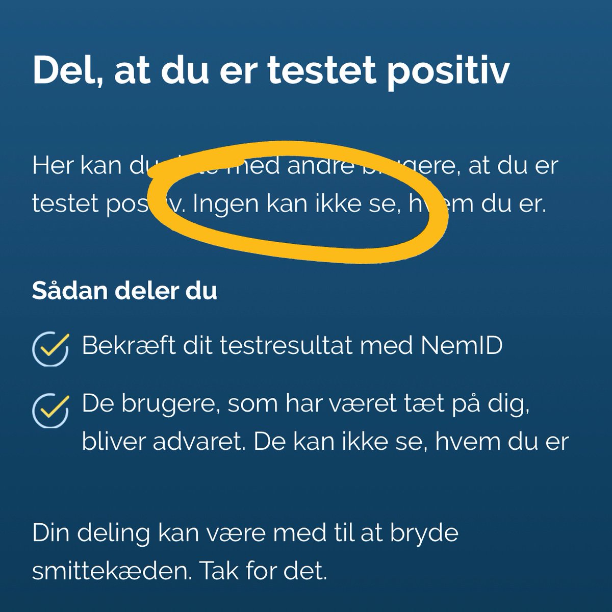 clements's tweet image. Im not a Dane but there's something wrong in the formulation of this. "Non can not see" ... does that mean everyone can see? can you say GDPR?
#NetComapny #COVID19dk #smittestop