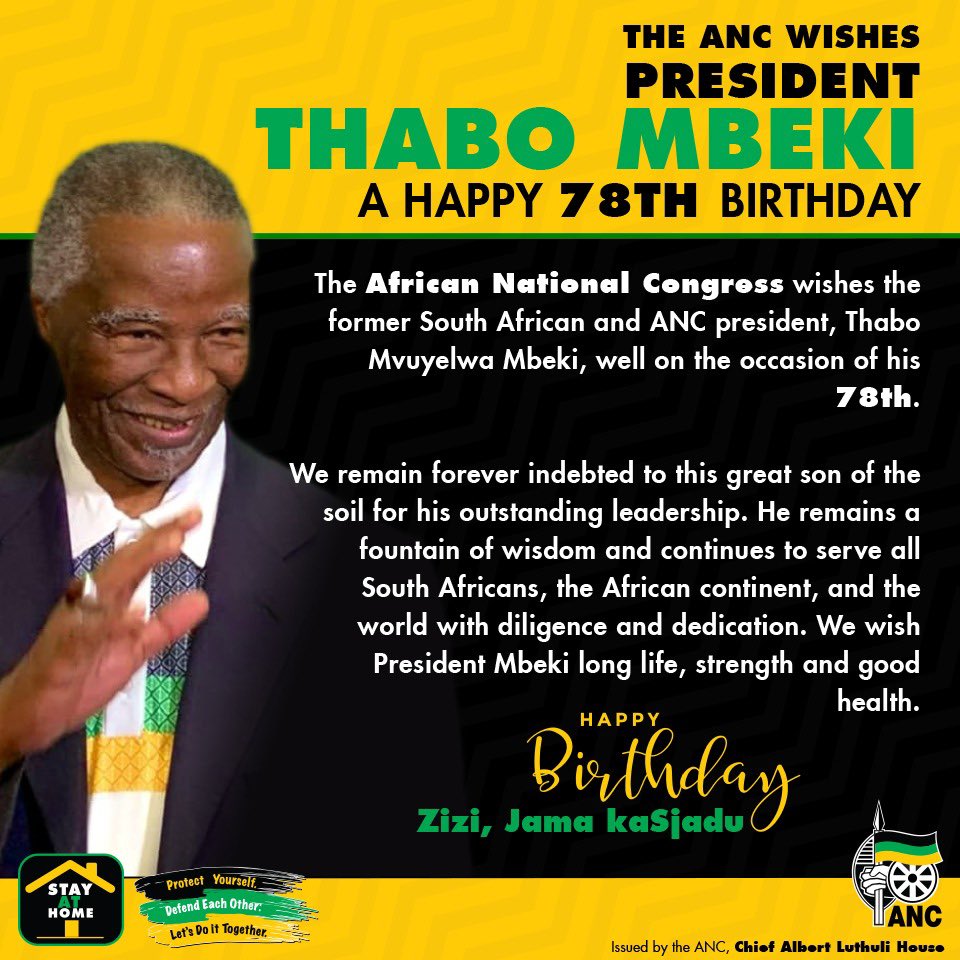  wishes President Thabo Mbeki a Happy 78th Birthday.  