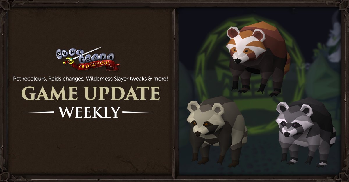OldSchoolRS's tweet photo. 📆 It's game update day!

📜 Find all the details here: https://t.co/HgSMyg4Pm5

This week's game update brings Rocky recolours, the last of the Chambers of Xeric improvements &amp; more from Poll 71! 🔧 https://t.co/6Ck2ViofWW
