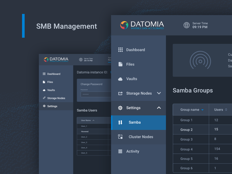 TimoRomo's tweet photo. Here are samba management screens produced for Datomia project.

Source: https://t.co/ycE6oeswUs

#admin #cloud #dashboard #showcase #ui #ux #web #files #panel https://t.co/Lm8HGfJz7h