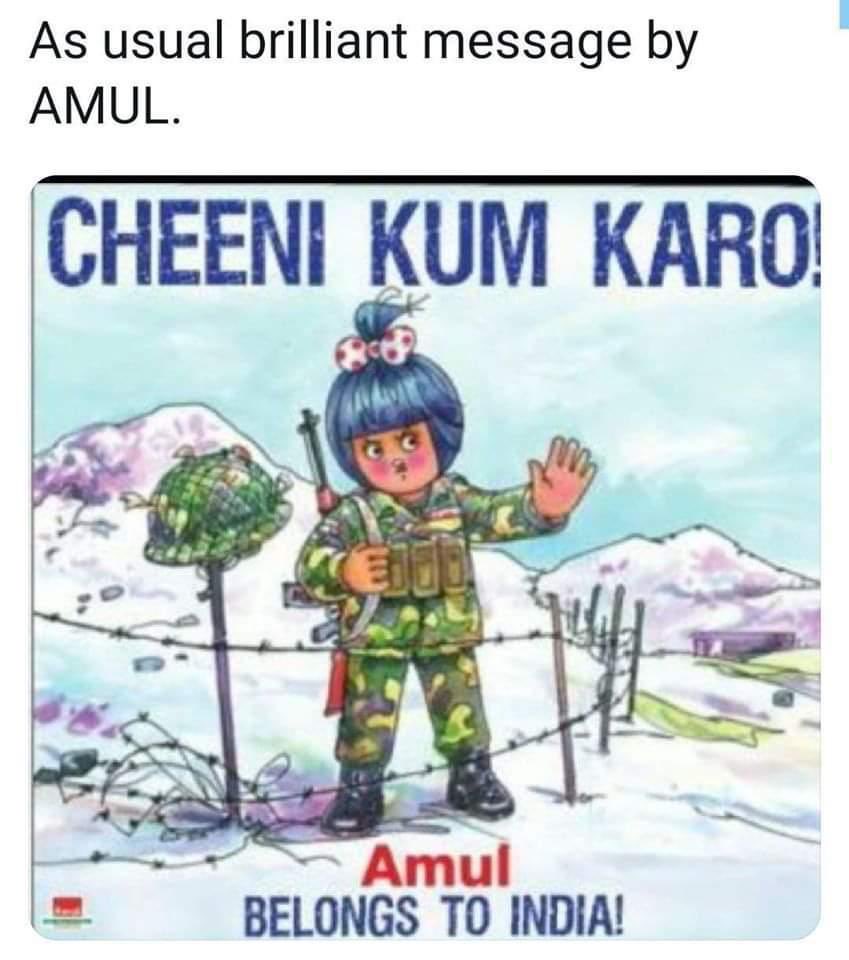 Brajeshpatel27's tweet photo. Give respect for #Indian products and Support our Brave #IndianArmy . It's time to Stay Strong with #TheNation . A Great Message By #AmulIndia https://t.co/EuoAV4T0yq